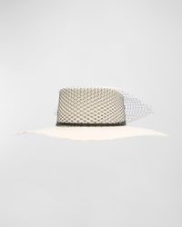 Sensi Studio - Glamour Veiled Straw Large Brim Hat - Lyst