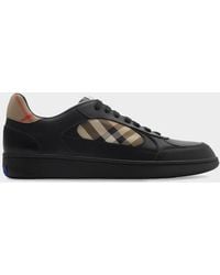 Burberry - Apos;S Terrace Leather And Check Low-Top Sneakers - Lyst