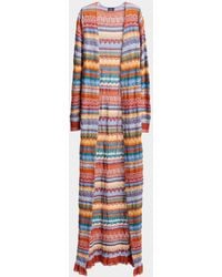 Etro - Striped Open-Knit Long Cardigan - Lyst