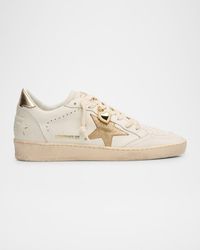Golden Goose - Ball Star Mixed Leather Low-Top Sneakers With Functional Locket - Lyst
