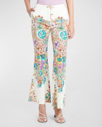 Etro - Mid-rise Engineer Bouquet Floral-print Flared Ankle Cotton Pants - Lyst