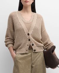 Brunello Cucinelli - Open-knit Cardigan With Sequin Detail - Lyst