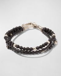 John Varvatos - Multi-Strand Leather, Lava & Obsidien Beaded Bracelet - Lyst