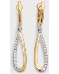 Frederic Sage - 18k Yellow And White Gold Small Half Diamond And Polished Open Pear Earrings - Lyst