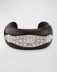 NM Estate - Estate Art Deco Platinum Ebony Wood Bangle Bracelet With Diamonds - Lyst