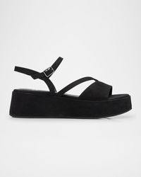 Eileen Fisher - Dae Leather Asymmetrical Flatform Sandals - Lyst