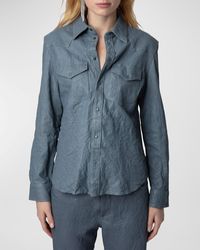 Zadig & Voltaire - Thelma Crinkled Leather Shirt - Lyst