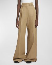 Proenza Schouler - Dana Belted Cotton-Blend Suiting Puddle Pants - Lyst