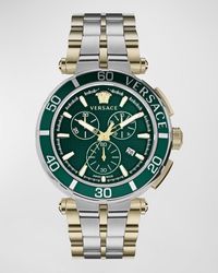 Versace - Greca Chrono Two-Tone Bracelet Watch, 45Mm - Lyst
