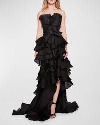 Marchesa - Strapless Tiered Ruffle Petal Gown - Lyst