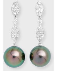 Belpearl - Tahitian Pearl & Diamond Drop Earrings In 18k White Gold - Lyst