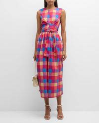 Misook - Plaid Cotton Fit-And-Flare Maxi Dress - Lyst