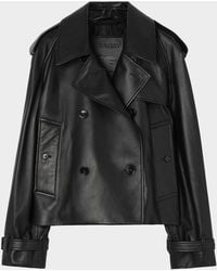 Burberry - Cropped Leather Mayfair Trench Jacket - Lyst