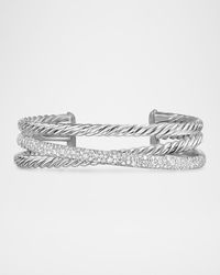 David Yurman - Pavé Diamond Sterling Silver Cuff Bracelet - Lyst