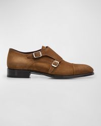 Brioni - York Suede Double-Monk Strap Loafers - Lyst