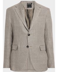 ZEGNA - Apos;S Linen And Wool Check Single-Breasted Jacket - Lyst