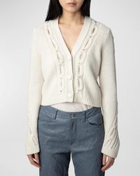 Zadig & Voltaire - Barley Cable-Knit Wool Cardigan - Lyst