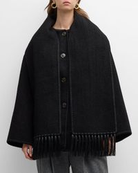 Totême - Scarf-overlay Contrast-trim Relaxed-fit Wool-blend Jacket - Lyst