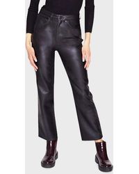 Blue Revival - Faux Leather Straight Cropped Pants - Lyst