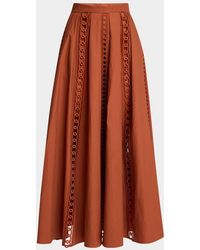 Elie Saab - Macrame-Inset Cotton Midi Skirt - Lyst
