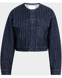 Moussy - Sutton Cropped Pinstripe Denim Jacket - Lyst