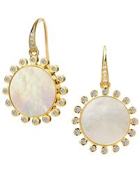 Syna - 18K Mother-Of-Pearl And Diamond Sun Drop Earrings - Lyst