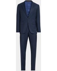 Canali - Apos;S Denim Effect Wool Peak Lapel Suit - Lyst