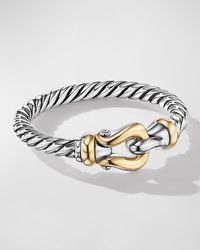 David Yurman - Cable Buckle Ring In Silver With 18k Gold, 2mm - Lyst