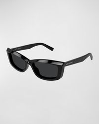 Saint Laurent - Logo Acetate Cat-Eye Sunglasses - Lyst