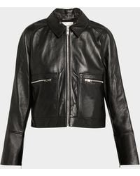 FRAME - The Leather Zip Jacket - Lyst