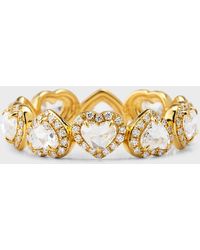 64 Facets - 18k Yellow Gold Heart Diamond Scallop Eternity Ring, Size 6 - Lyst
