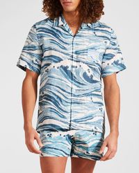Vilebrequin - X Maison Kitsune Wave Linen Shirt - Lyst