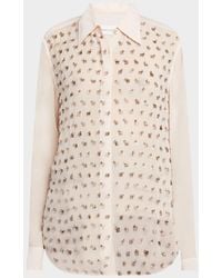Dries Van Noten - Chowy Embellished Sheer Button-Front Blouse - Lyst