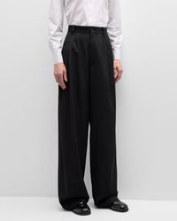 The Row - Rufos Pleated Wide-Leg Wool Trousers - Lyst