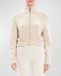 Theory - Cashmere And Wool Cropped Mock-Neck Cardigan - Lyst
