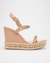 Christian Louboutin - Pyraclou Metallic Spike Sole Wedge Sandals - Lyst