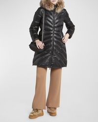 Moncler - Chandre Long Puffer Coat With Removable Shearling Trim - Lyst