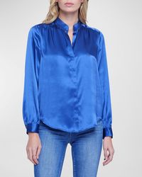 L'Agence - Bianca Silk Charmeuse Button-Down Blouse - Lyst