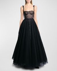 Giambattista Valli - Bow-Detail Lace Fit-&-Flare Bustier Gown - Lyst