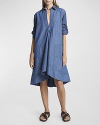Loewe - X Paula Ibiza Denim Wrap Tunic Dress With Rolled Cuff Sleeves - Lyst