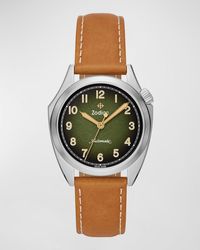 Zodiac - Olympos Stp 1-11 Swiss Automatic Three-hand Leather Watch, 40mm - Lyst