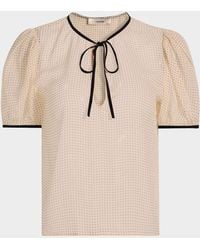 FRAME - The Tie Puff-Sleeve Blouse - Lyst