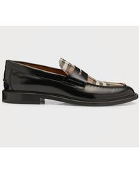 Burberry - Croftwood Check Leather Loafers - Lyst