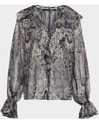 Kobi Halperin - Locke Ruffle Tie-Neck Blouse - Lyst