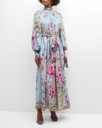 Camilla - Raglan-Sleeve Floral Silk Midi Shirtdress - Lyst