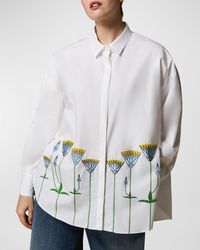 Marina Rinaldi - Plus Size Pece Floral-Embroidered Poplin Shirt - Lyst