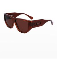Ferragamo - Monochrome Rectangle Plastic Sunglasses - Lyst