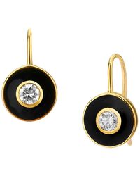 Syna - Mogul 18k Enamel Diamond Disc Earrings - Lyst