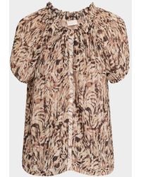 Ramy Brook - Soraya Pleated Puff-Sleeve Blouse - Lyst