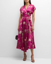 Pierre Louis Mascia - Floral-print Silk Midi Wrap Dress - Lyst